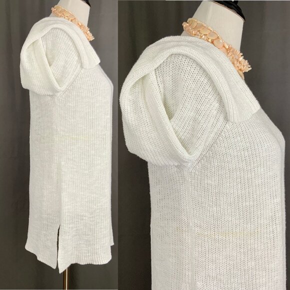 Eileen Fisher White Crew Neck Tunic Sweater Organic Linen Blend Long Sleeve Sz S - Picture 3 of 16